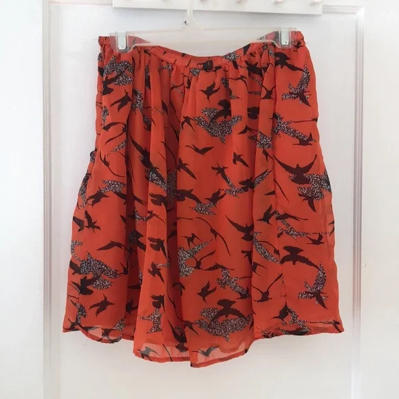 Vintage Burnt Orange Flowy Printed Mid-Length Skirt - Picture 3 of 8
